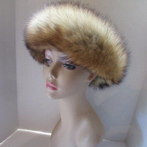 SALE Vintage Hat Faux Fur Brim Rounded Crown Winter Hat